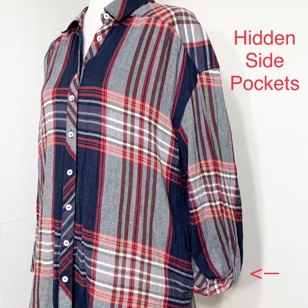 SOLD-Free People Camp Flannel w/ Hidden Pockets - Picture 2 of 8
